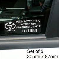5 x TOYOTA GPS Tracking Device Security WINDOW Stickers 87x30mm-Avensis,Yaris,Corolla,RAV4,Prius-Car,Van Alarm Tracker